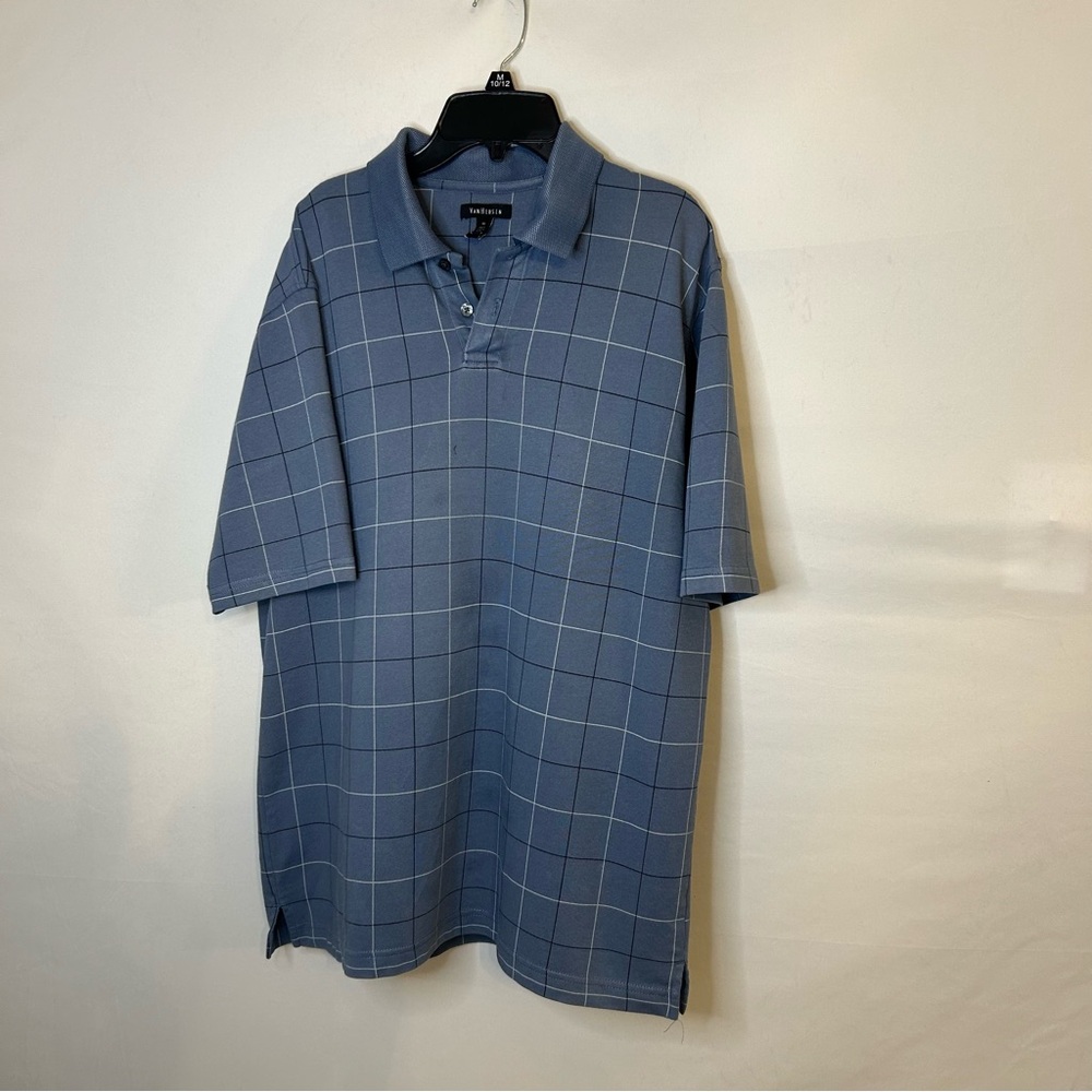 Van Heusen Blue Polo with Windowpane Design